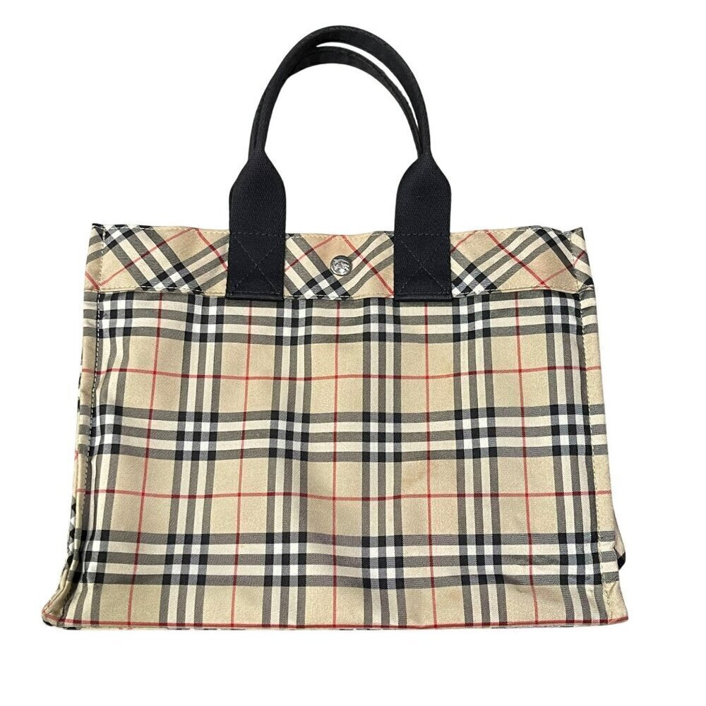 Burberry Blue Label Tote Nova House Check Nylon Canvas Hand Bag 14 x 10
